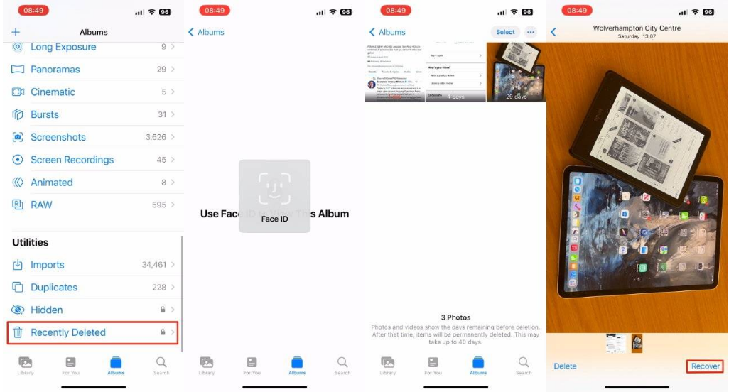 交城苹果14维修分享 iPhone14 上恢复已删除的照片 