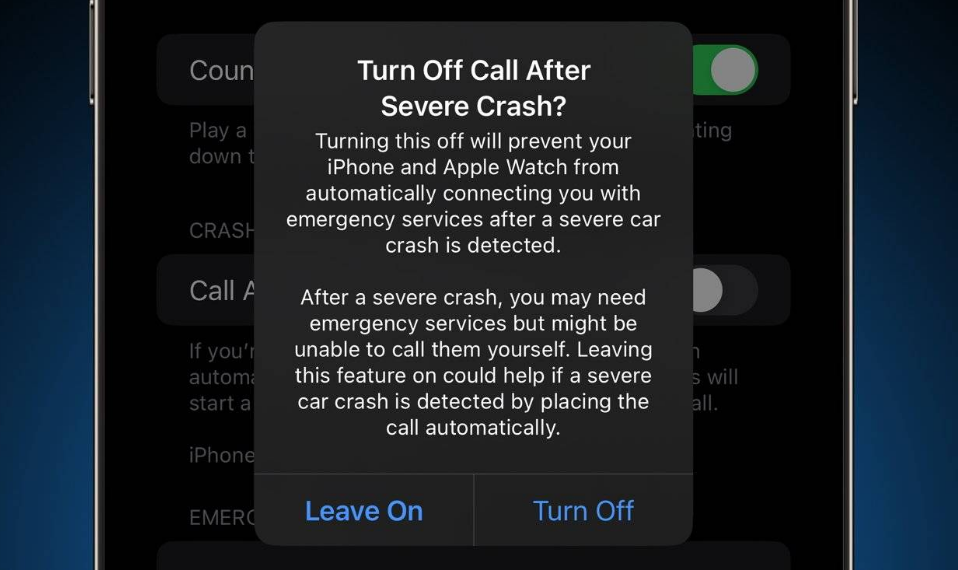 交城苹果14维修分享 iPhone 14 和 Apple Watch 上关闭崩溃检测 