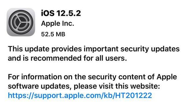 交城苹果手机维修分享iOS12.5.2发布，建议所有老苹果用户安装 